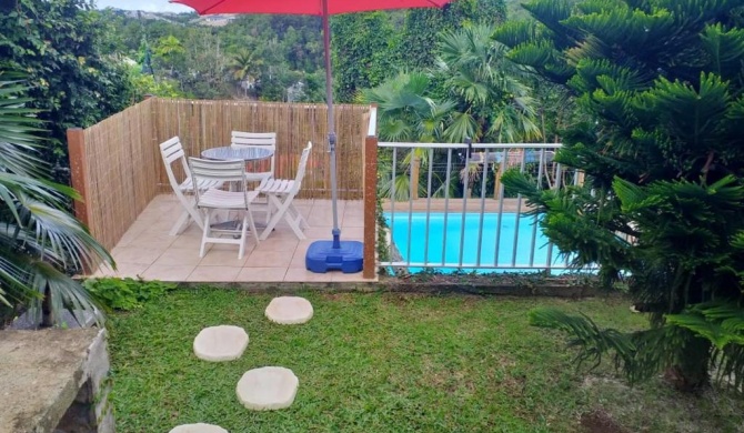 Bungalow d'une chambre avec piscine partagee jardin clos et wifi a Le Gosier a 2 km de la plage