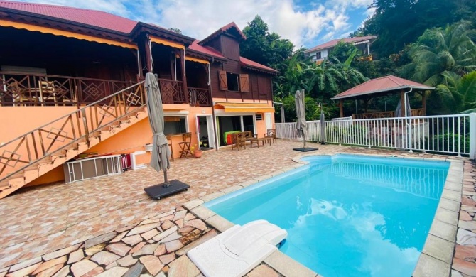 Villa de 4 chambres avec vue sur la mer piscine privee et jardin clos a Bouillante a 3 km de la plage