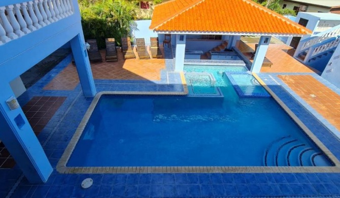 Super villa with large private pool and crystal clear public beach