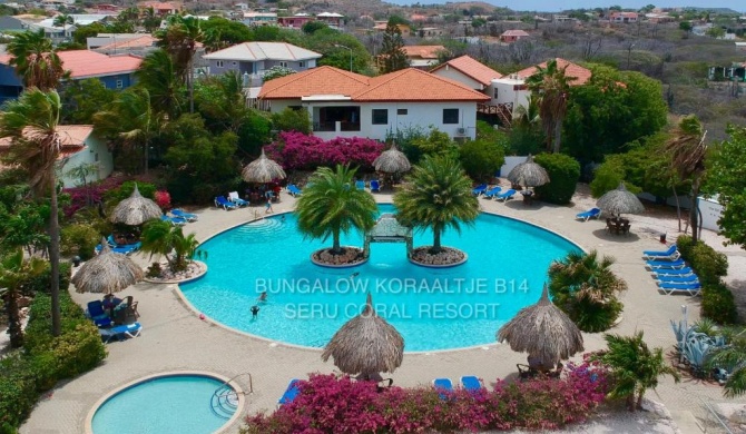 Tropical bungalow in Seru Coral Resort Curacao with beautiful gardens, privacy and large pool